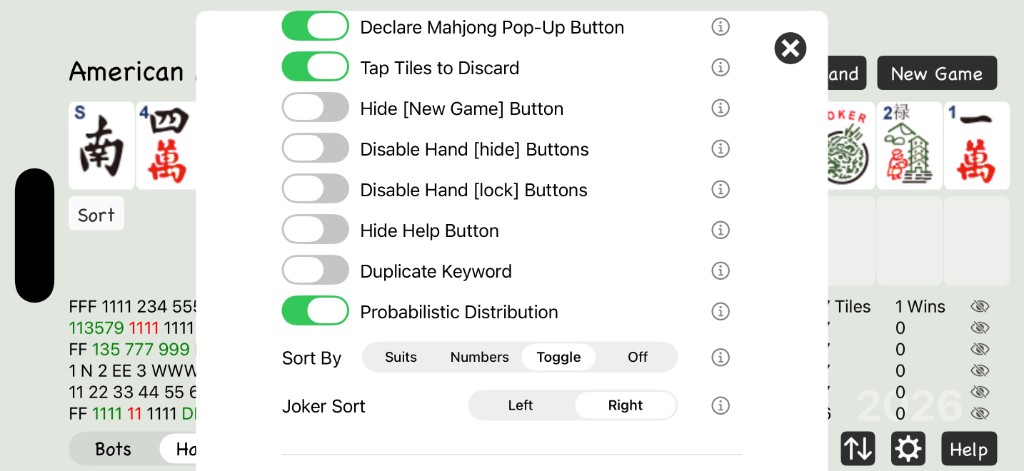 Settings panel with the Probabilistic Distribution toggle highlighted