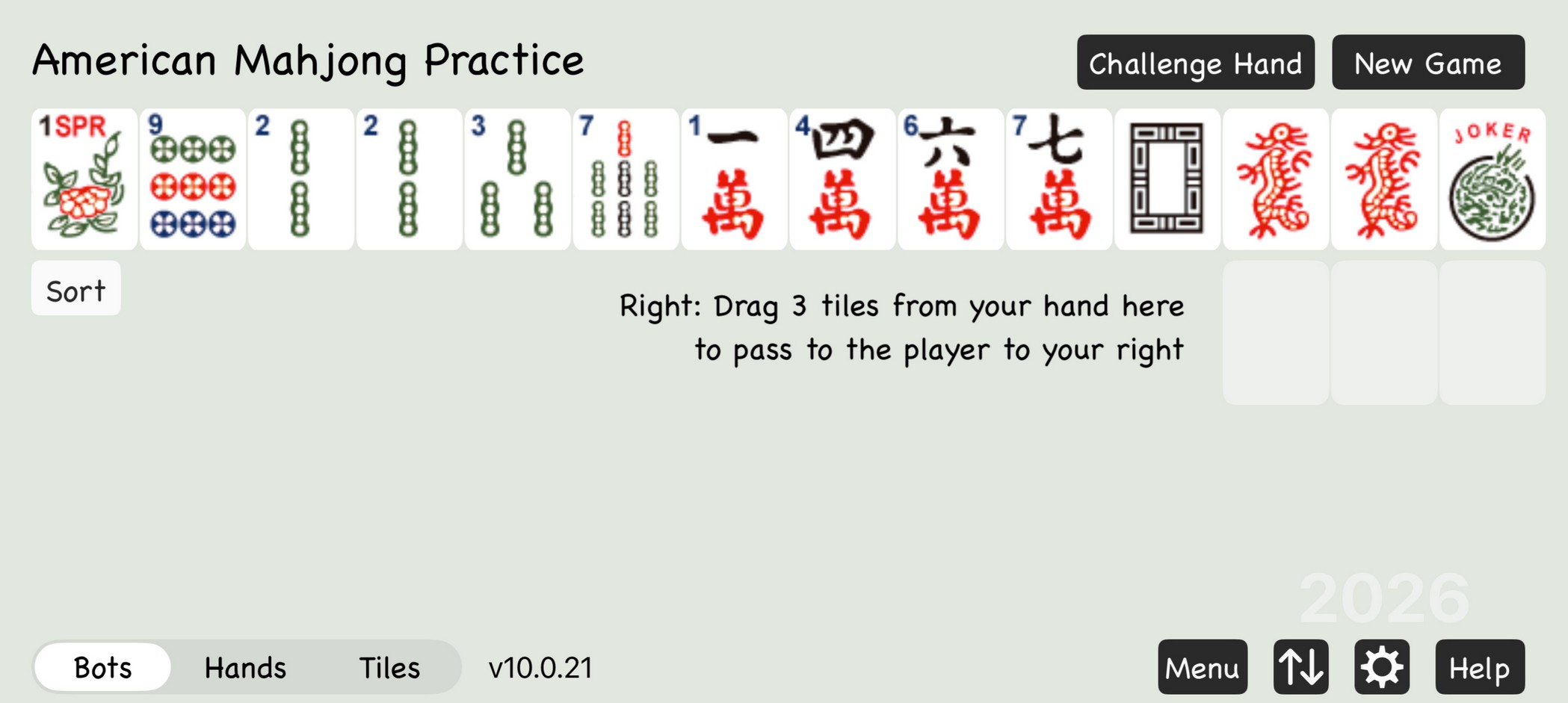 American Mahjong Practice running on Windows after a successful installation